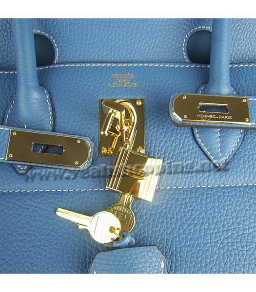 Hermes Birkin 42cm Blue Togo Leather Golden Metal-6
