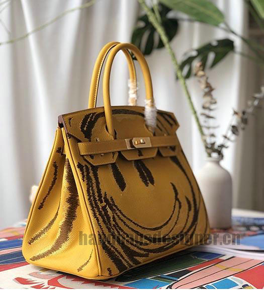 Hermes Birkin Jay 30cm Bag Yellow Imported Leather Golden Metal-4