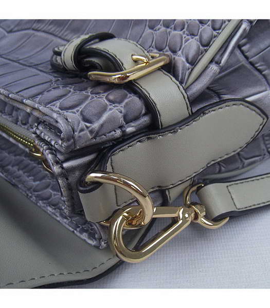 Hermes Birkin Middle Crocodile Veins Handbags in Silver Grey Calfskin (Silver) -5