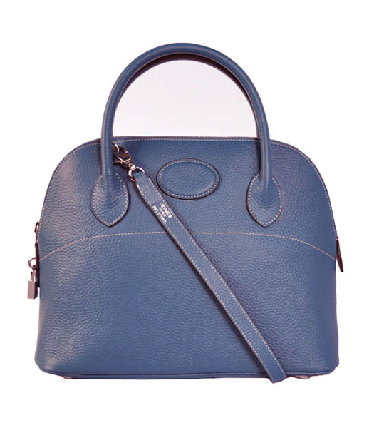 Hermes Bolide 31cm Togo Leather Small Tote Bag in Dark Blue
