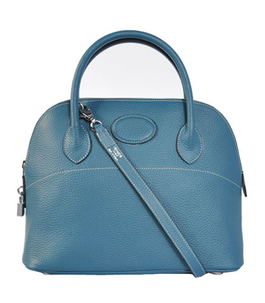 Hermes Bolide 31cm Togo Leather Small Tote Bag in Middle Blue
