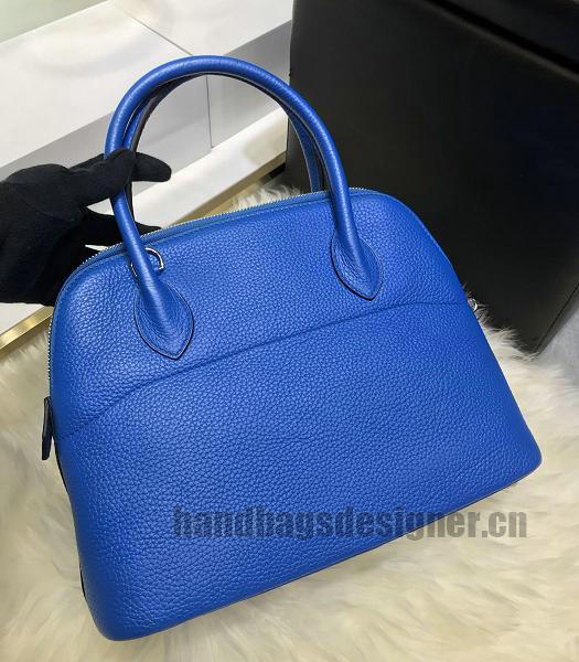 Hermes Bolide 31cm Tote Shoulder Bag Sapphire Blue Imported Togo Imported Leather-3