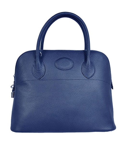 Hermes Bolide 37cm Togo Leather Tote Bag in Dark Blue