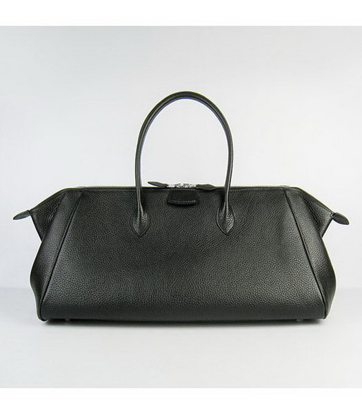 Hermes Calfskin Leather Double zipper Tote Bag Dark Coffee