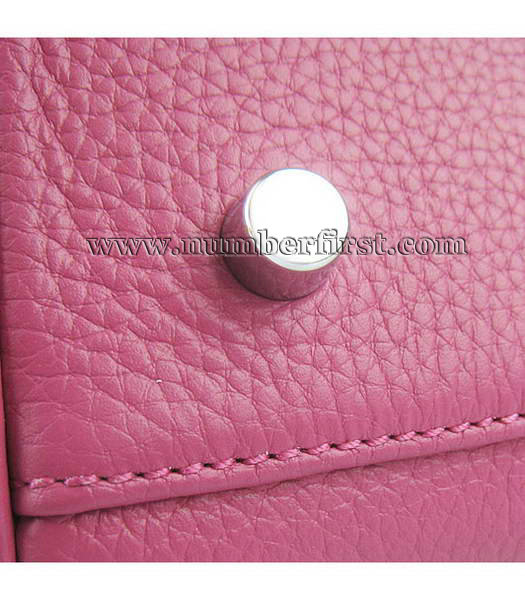 Hermes Calfskin Leather Double zipper Tote Bag Fuchsia-6