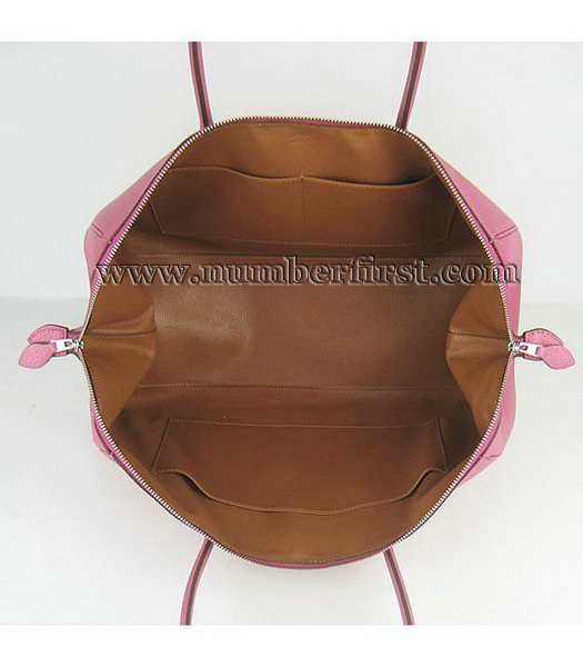 Hermes Calfskin Leather Double zipper Tote Bag Fuchsia-7