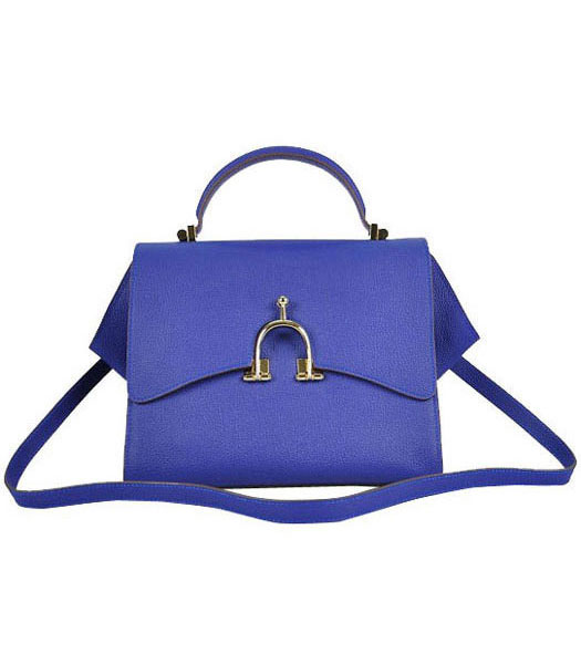 Hermes Calfskin Leather Mini Top Handle Bag Dark Blue