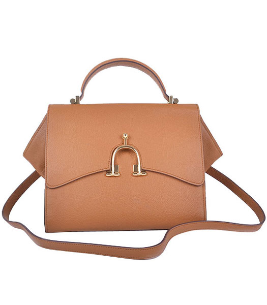 Hermes Calfskin Leather Mini Top Handle Bag Light Coffee