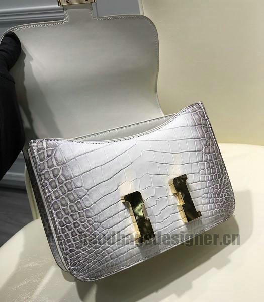 Hermes Constance 24cm Bag Offwhite Real Croc Leather Gold Metal-6