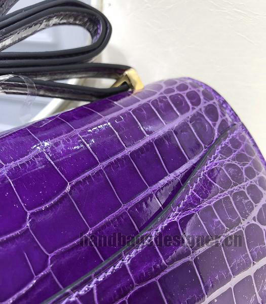 Hermes Constance 24cm Bag Purple Real Croc Leather Gold Metal-5