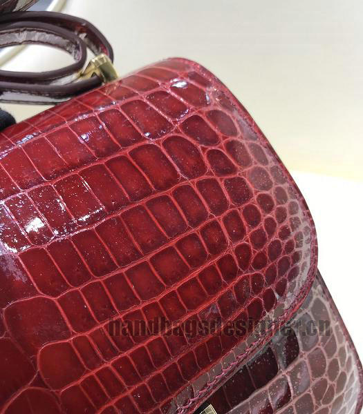 Hermes Constance 24cm Bag Red Real Croc Leather Gold Metal-2