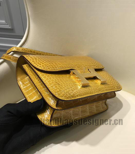 Hermes Constance 24cm Bag Yellow Real Croc Leather Gold Metal-3