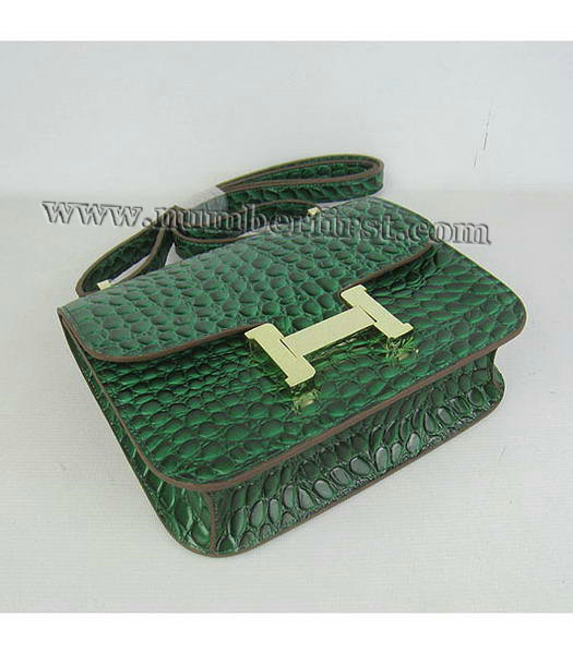 Hermes Constance Bag Gold Lock Green Stone Veins Leather-3