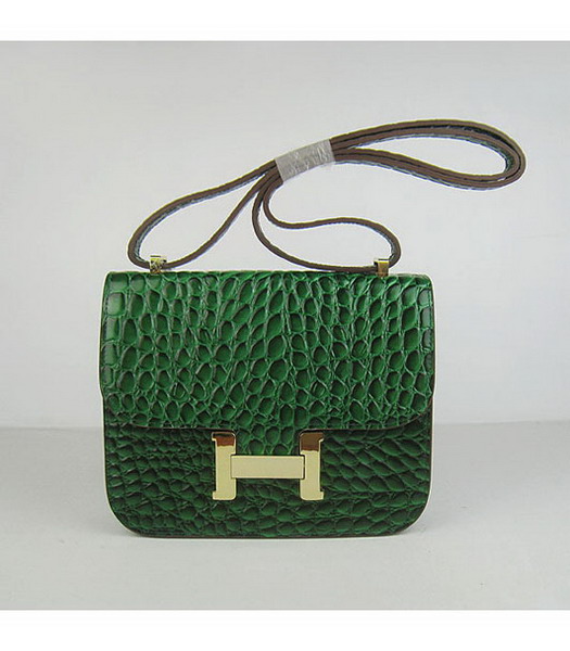 Hermes Constance Bag Gold Lock Green Stone Veins Leather