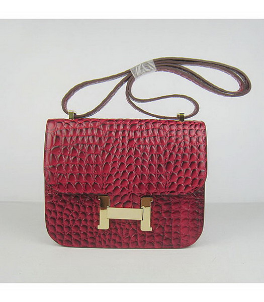 Hermes Constance Bag Gold Lock Red Stone Veins Leather