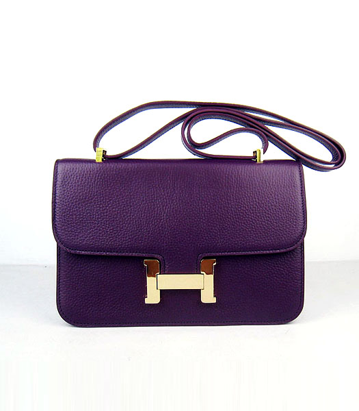 Hermes Constance Gold Lock Purple Togo Leather Bag