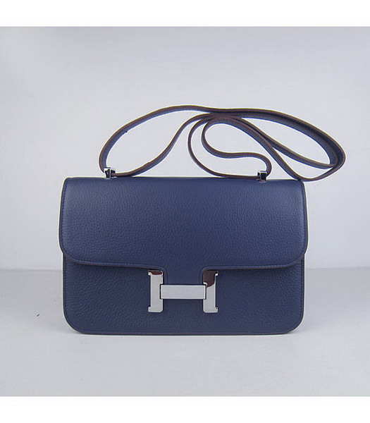 Hermes Constance Silver Lock Dark Blue Blue Togo Leather Bag