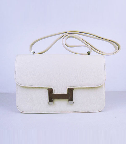 Hermes Constance Silver Lock Offwhite Togo Leather Bag