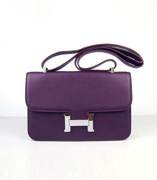 Hermes Constance Silver Lock Purple Togo Leather Bag
