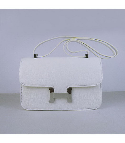Hermes Constance Silver Lock White Togo Leather Bag