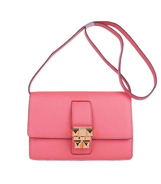 Hermes Constance Watermelon Light Watermelon Red Leather Shoulder Bag with Golden Metal