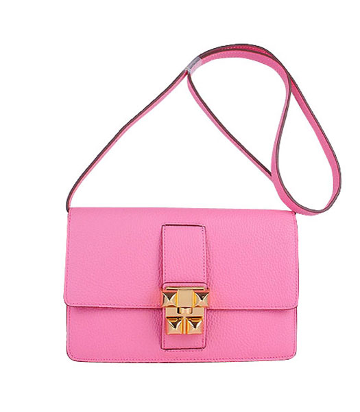 Hermes Constance Watermelon Sakura Pink Leather Shoulder Bag with Golden Metal