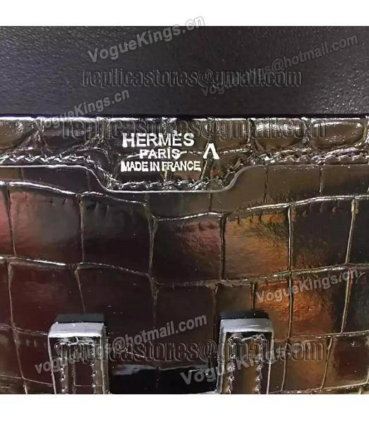 Hermes Croc Veins Black Leather Large Clutch-5
