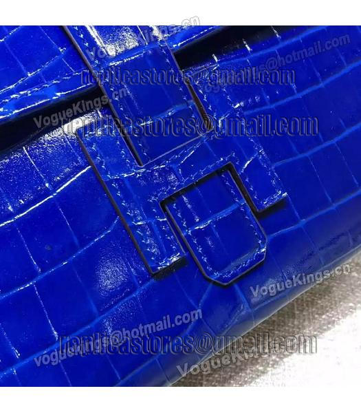 Hermes Croc Veins Blue Leather Large Clutch-2
