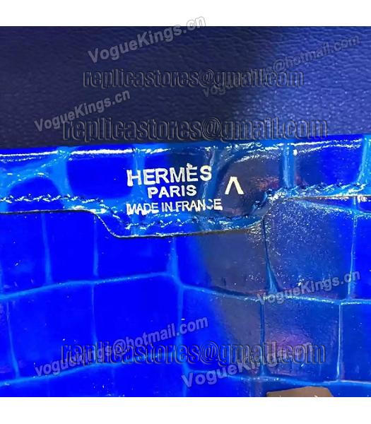 Hermes Croc Veins Blue Leather Large Clutch-5