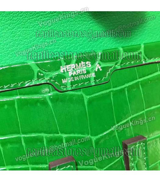 Hermes Croc Veins Green Leather Large Clutch-4