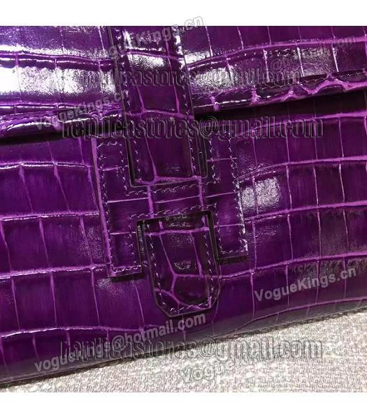 Hermes Croc Veins Purple Leather Large Clutch-2