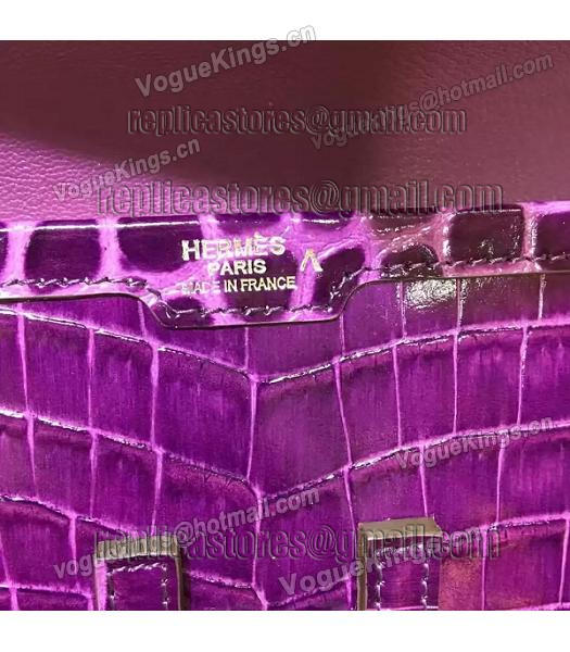 Hermes Croc Veins Purple Leather Large Clutch-4