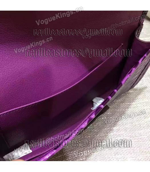 Hermes Croc Veins Purple Leather Large Clutch-5