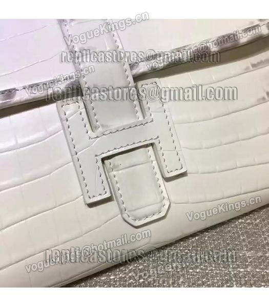 Hermes Croc Veins White Leather Large Clutch-2