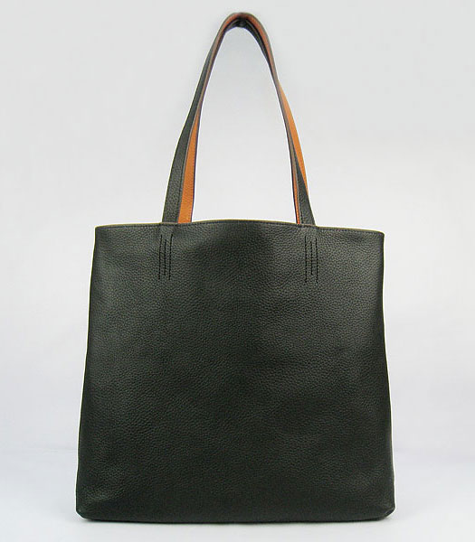 Hermes Embroidered Genuine Calfskin Leather Bag BlackOrange