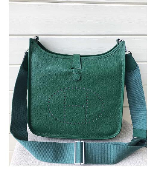 Hermes Evelyne 28cm Messenger Bag In Dark Green Imported Epsom Leather
