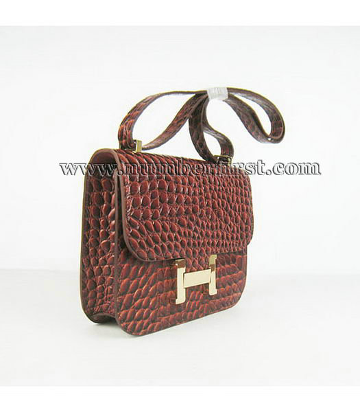 Hermes Golden Lock Messenger Bag Dark Coffee Stone Veins Leather-1
