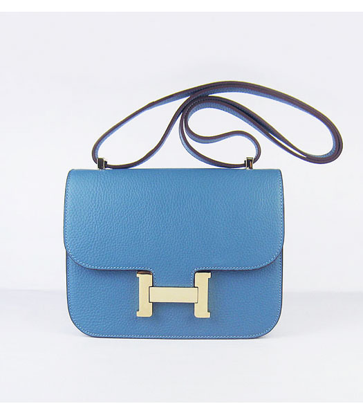 Hermes Golden Lock Messenger Bag Middle Blue