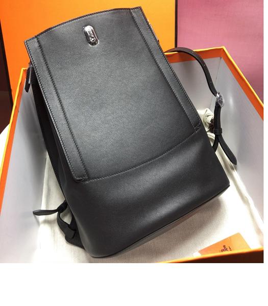 Hermes GR24 29cm Backpack Black Imported Plain Swift Leather