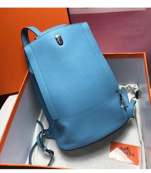 Hermes GR24 29cm Backpack Blue Imported Togo Leather