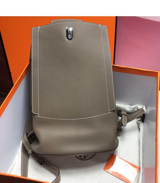 Hermes GR24 29cm Backpack Grey Imported Togo Leather