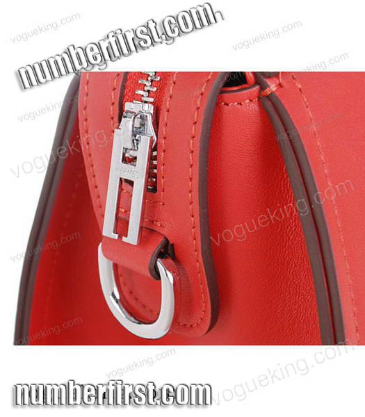 Hermes Horse-drawn Carriage Red Plain Veins Bag Silver Metal-6