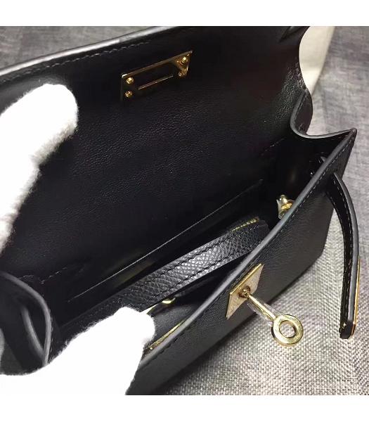 Hermes Kelly 20cm Black Original Leather Mini Tote Bag Golden Hardware-3