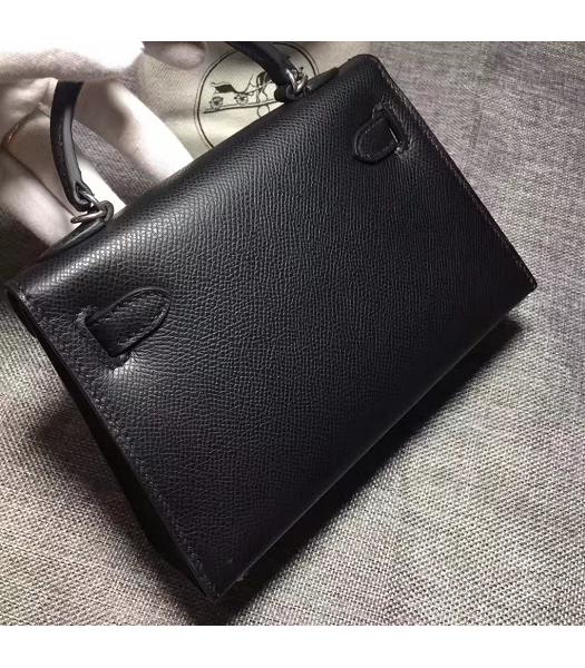 Hermes Kelly 20cm Black Original Leather Mini Tote Bag Silver Hardware-6