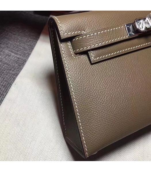 Hermes Kelly 20cm Khaki Original Leather Mini Tote Bag Silver Hardware-2