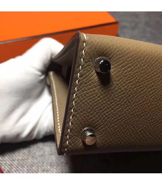Hermes Kelly 20cm Khaki Original Leather Mini Tote Bag Silver Hardware-5
