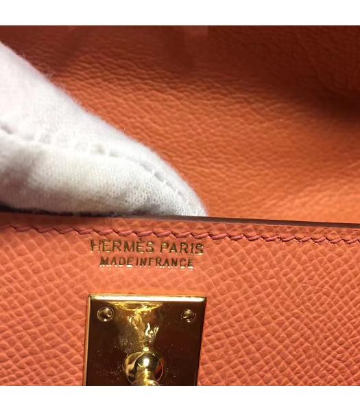 Hermes Kelly 20cm Orange Original Leather Mini Tote Bag Golden Hardware-4