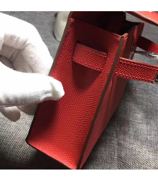 Hermes Kelly 20cm Red Original Leather Mini Tote Bag Silver Hardware-2