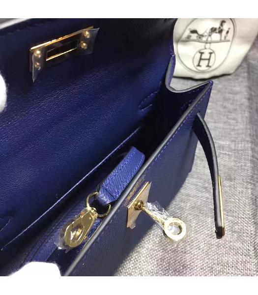 Hermes Kelly 20cm Sapphire Blue Original Leather Mini Tote Bag Golden Hardware-3