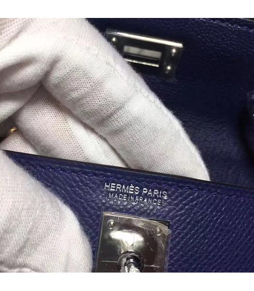 Hermes Kelly 20cm Sapphire Blue Original Leather Mini Tote Bag Silver Hardware-3